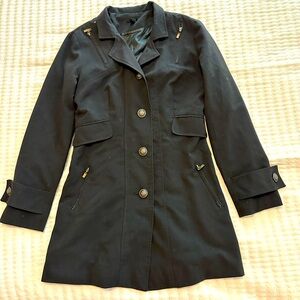 Lapis ladies black Moto short trench coat Size medium.